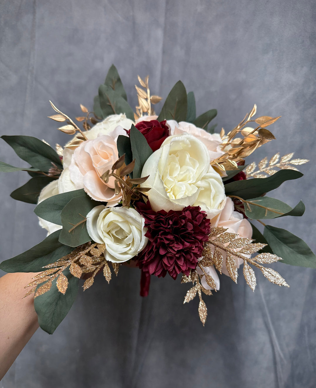 Linda Burgundy Blush Cream Gold Bundle – J \u0026 S Floral, image size:1080x1329