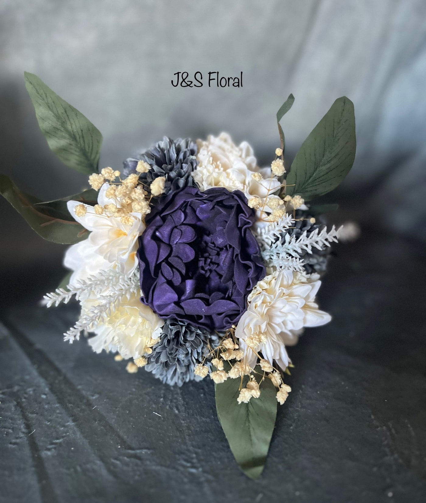 Melania Deep purple Ivory Charcoal Wedding Bundle