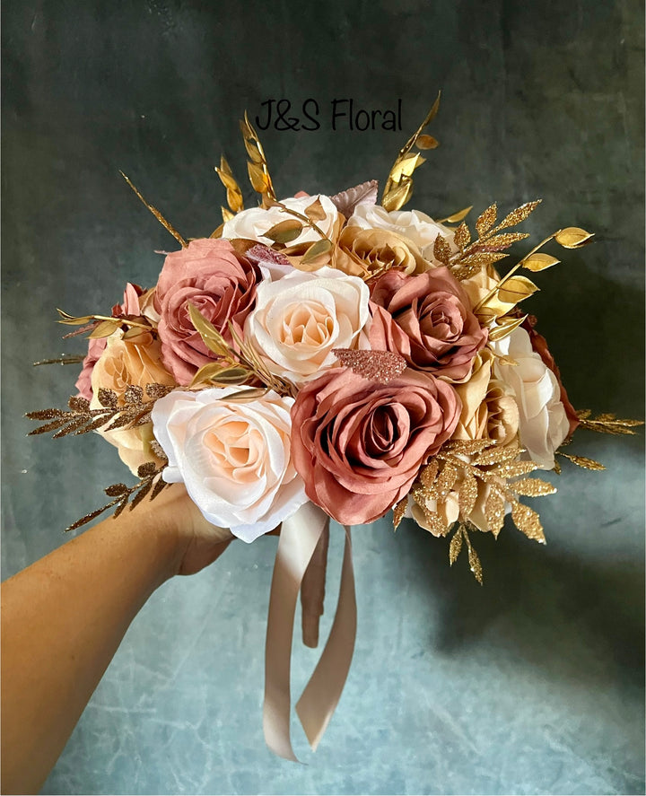 Sophia Dusty Rose Blush Rose gold Bundle – J & S Floral