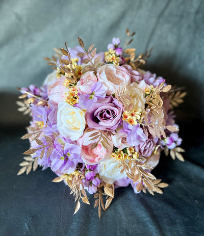 Victoria lavender yellow gold pink ivory bouquet