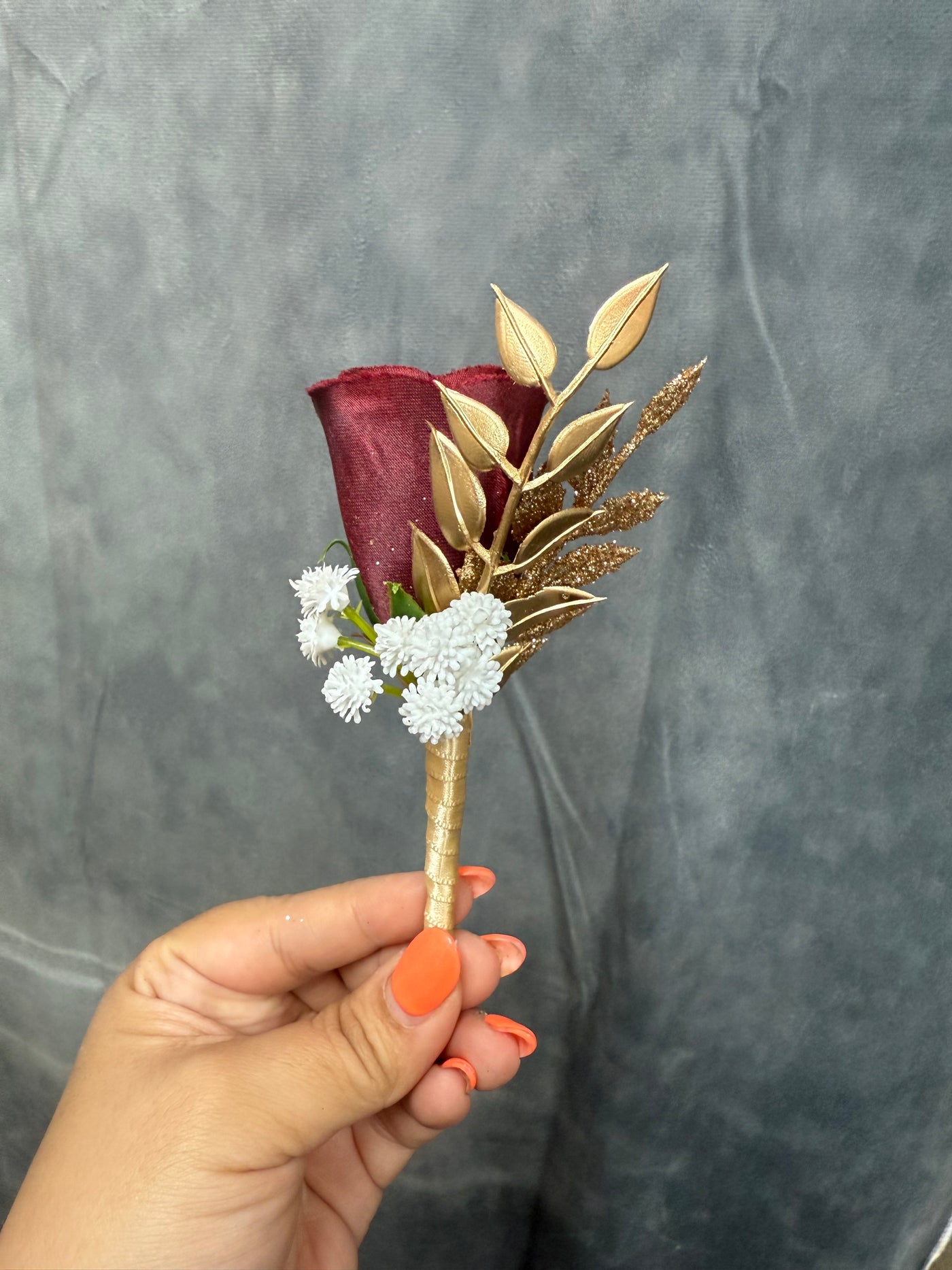Ann Burgundy white rose gold wedding bundle