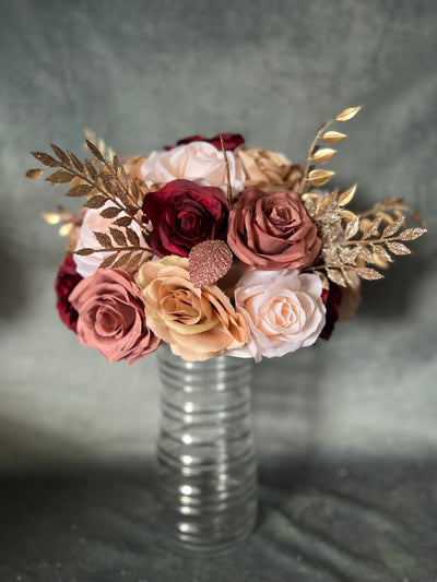 Carla Burgundy Dusty Rose Blush RoseGold Bouquet