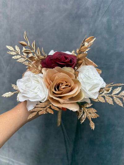 Ann Burgundy white rose gold wedding bundle