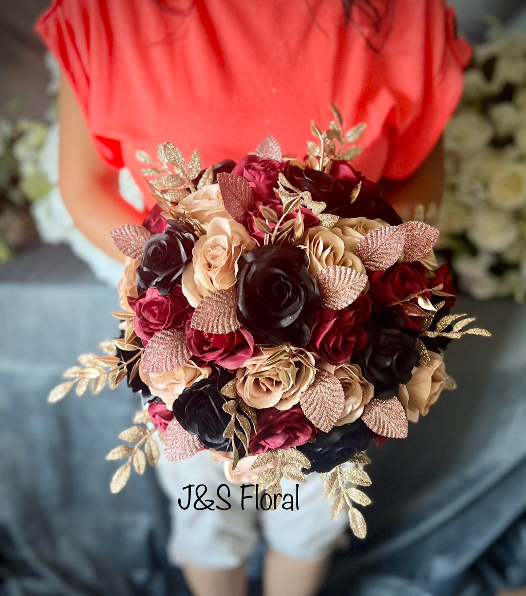 Wedding Flowers Maroon And Black Wedding Rony Burgundy Black Rosegold Bundle, image size:1080x1224