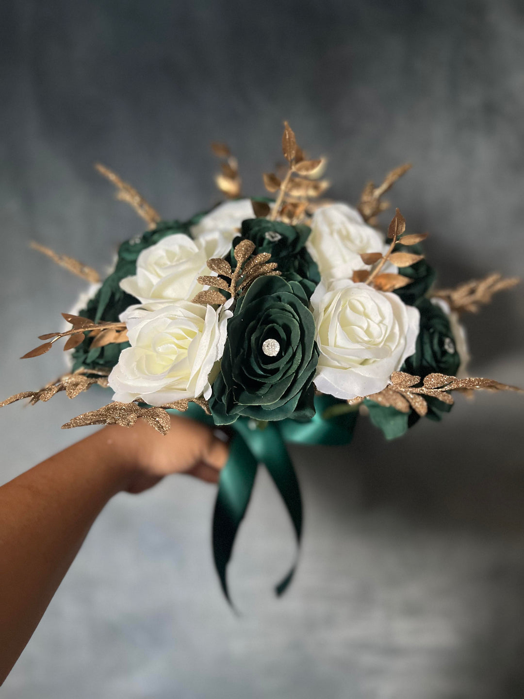 green emerald velvet dress Sofia Emerald Green Champagne Gold Bundle