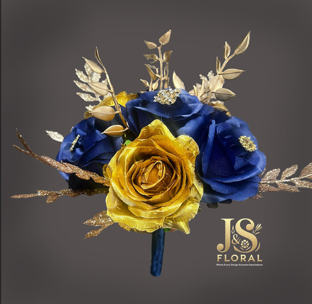 Zlata hand crafted Flower Crown blue/gold Patina Blue and Gold Flower Headpiece, Flower Crown  main image 2
