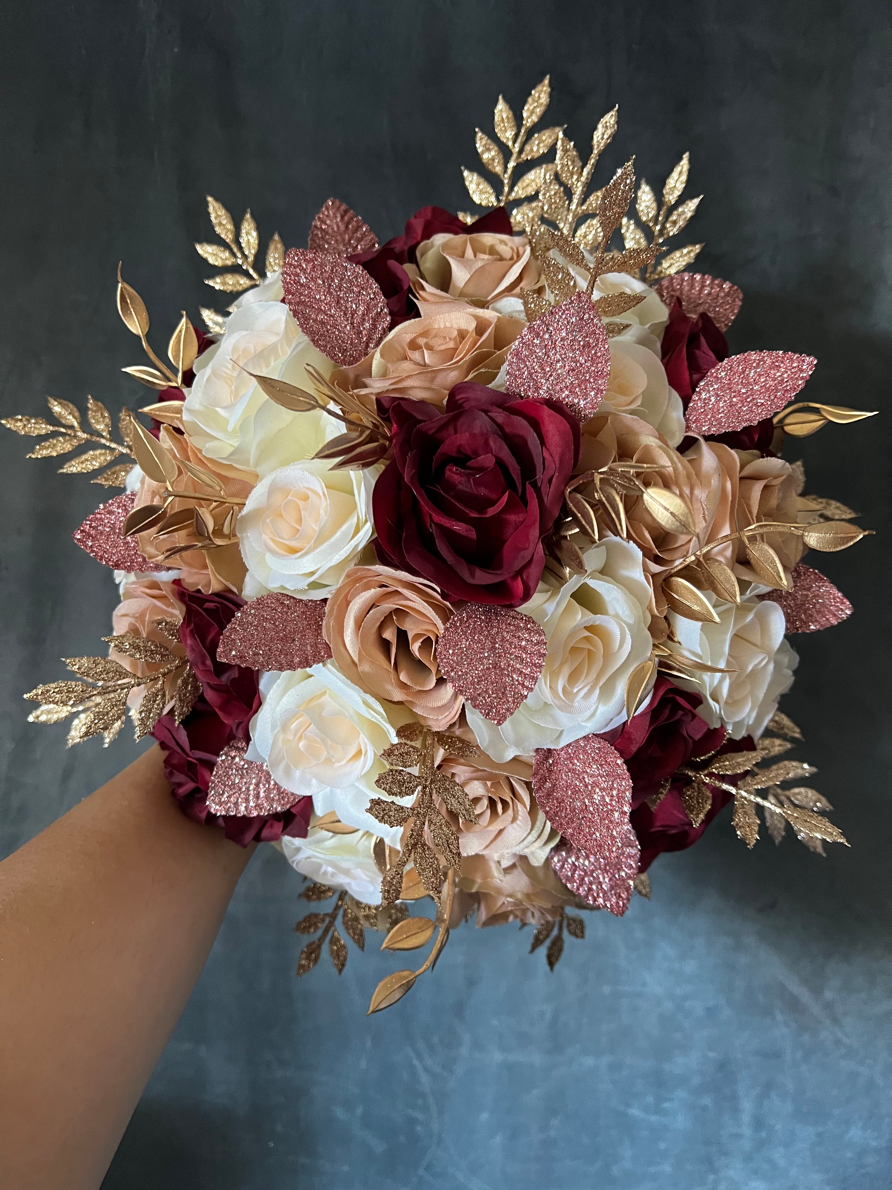 Natie Burgundy Rosegold Champagne Bundle J & S Floral Natie Burgundy Rosegold Champagne Bundle J & S Floral