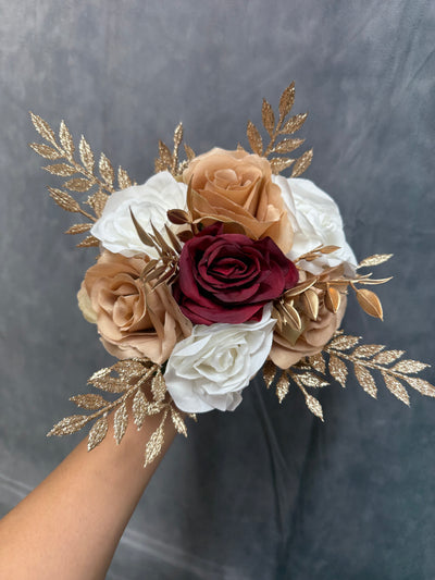 Ann Burgundy white rose gold wedding bundle