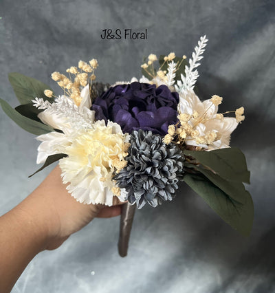 Melania Deep purple Ivory Charcoal Wedding Bundle