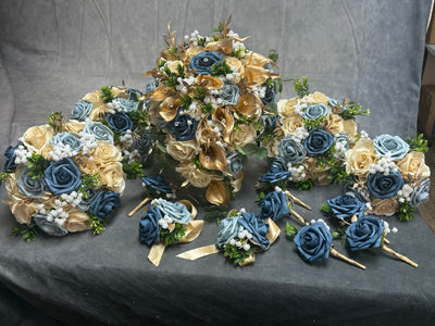 Lily Dusty Blue Ivory Gold Bundle