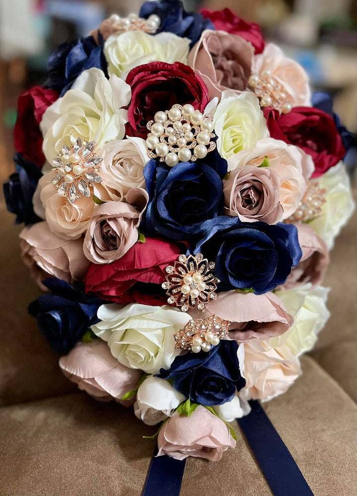 Cascade Bridal Bouquet, Dusty Rose, Rose Gold, Red, Bride Bouquet, Bridal Flowers, Silk Flower Bouquet, Custom Wedding outlets Package, Burgundy