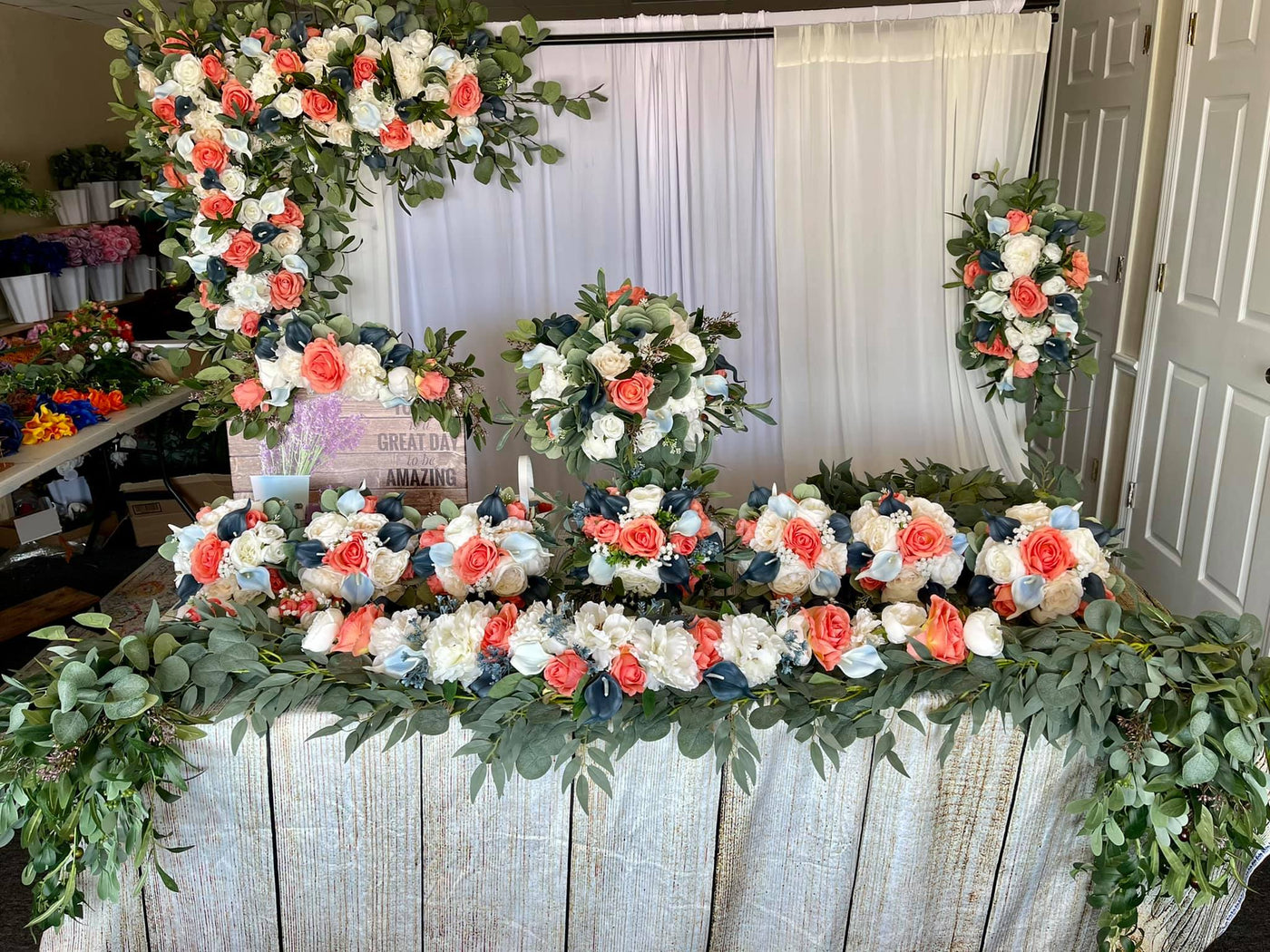 Courtney Sweetheart Table Flowers Garland