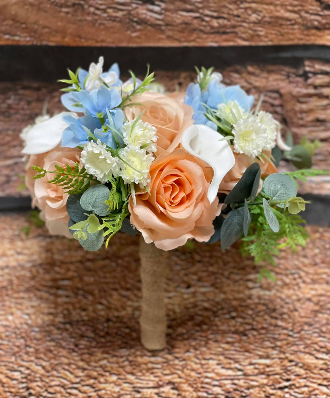 Blue And Peach Wedding Flowers