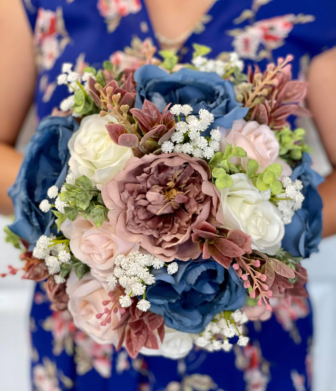 Blush, Dusty, Navy Wedding Bouquet, Bridal Bouquet, Artificial Wedding discount Flowers, Bridesmaid Bouquets, Corsage, bridal Flowers, silk bouquet