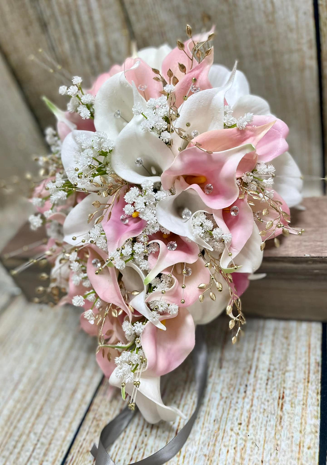 pink rose white lily bouquet Anne Pink White Gold Bundle – J & S Floral