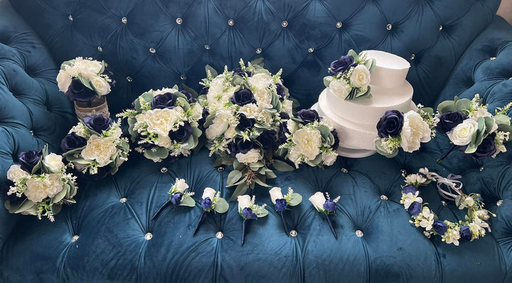 Tonya Midnight Blue Silver White Bundle – J & S Floral