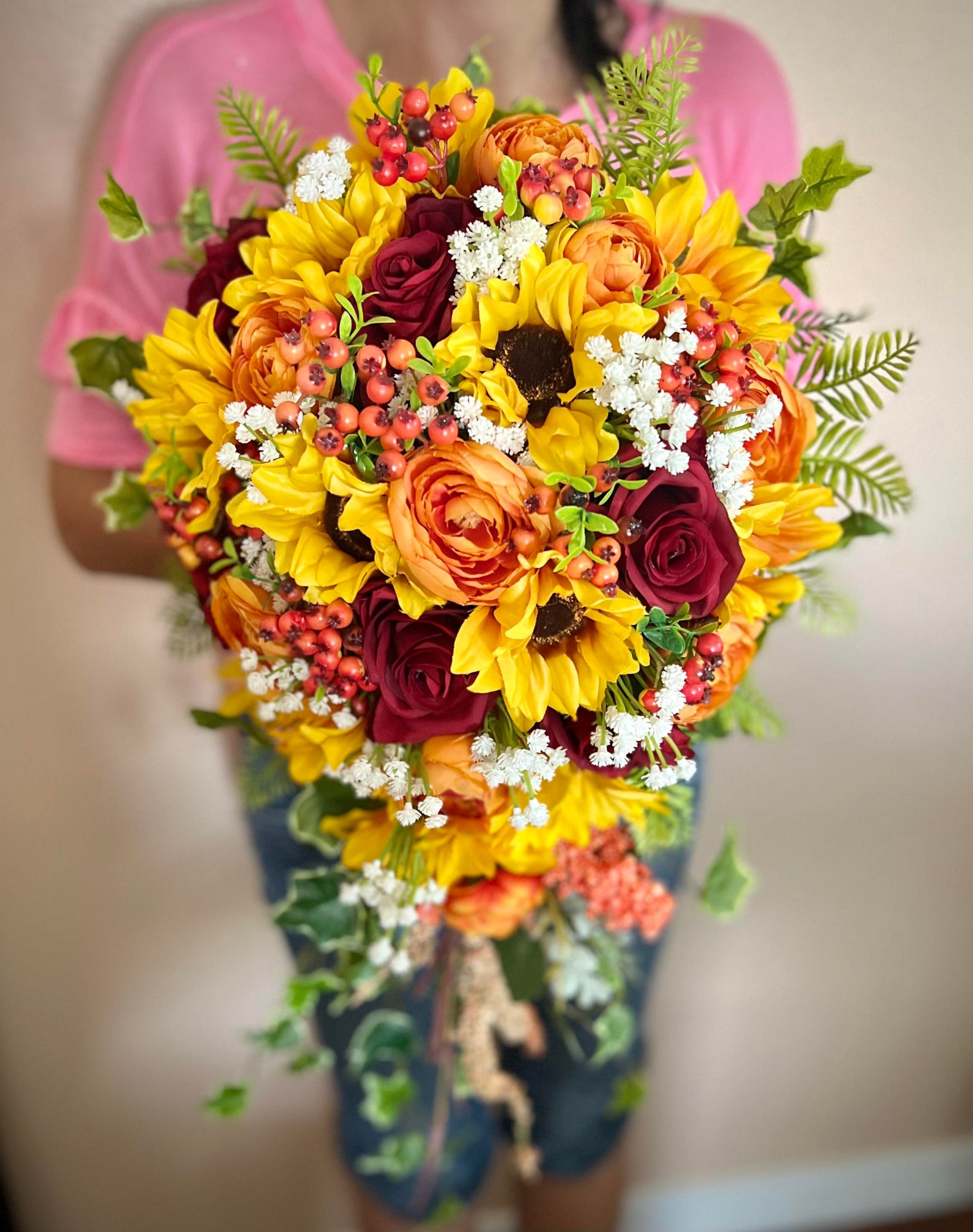 Ellie Sunflower Burgundy Burnt Orange Bundle J & S Floral Ellie Sunflower Burgundy Burnt Orange Bundle J & S Floral