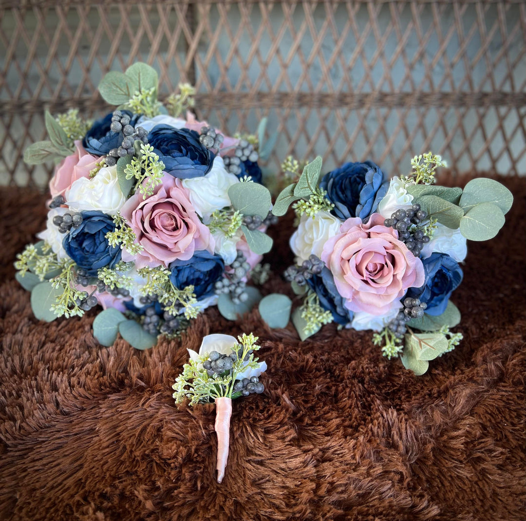 Natalie Dusty Pink Navy Blue Sage White Bundle – J S Floral