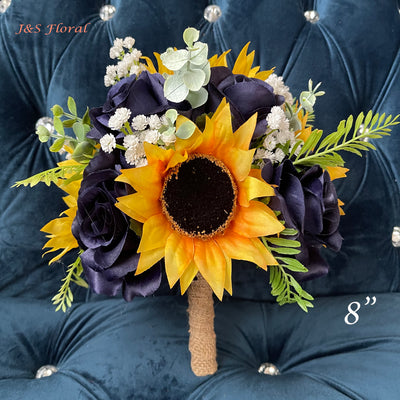 Angelia Sunflower Navy Bridesmaid Bouquet