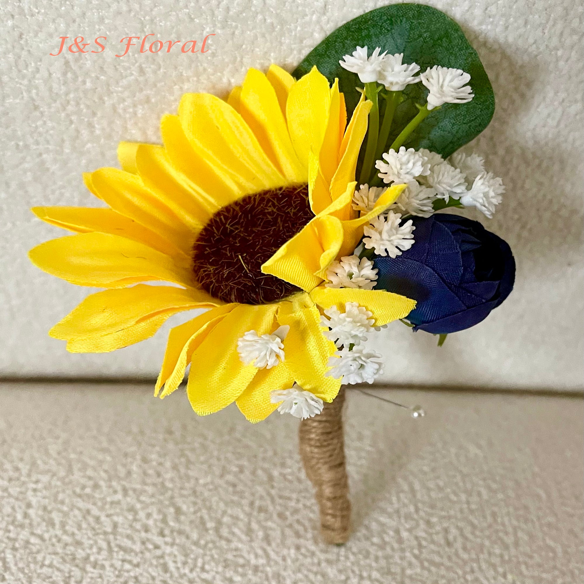 Navy Grey And Yellow Flowers