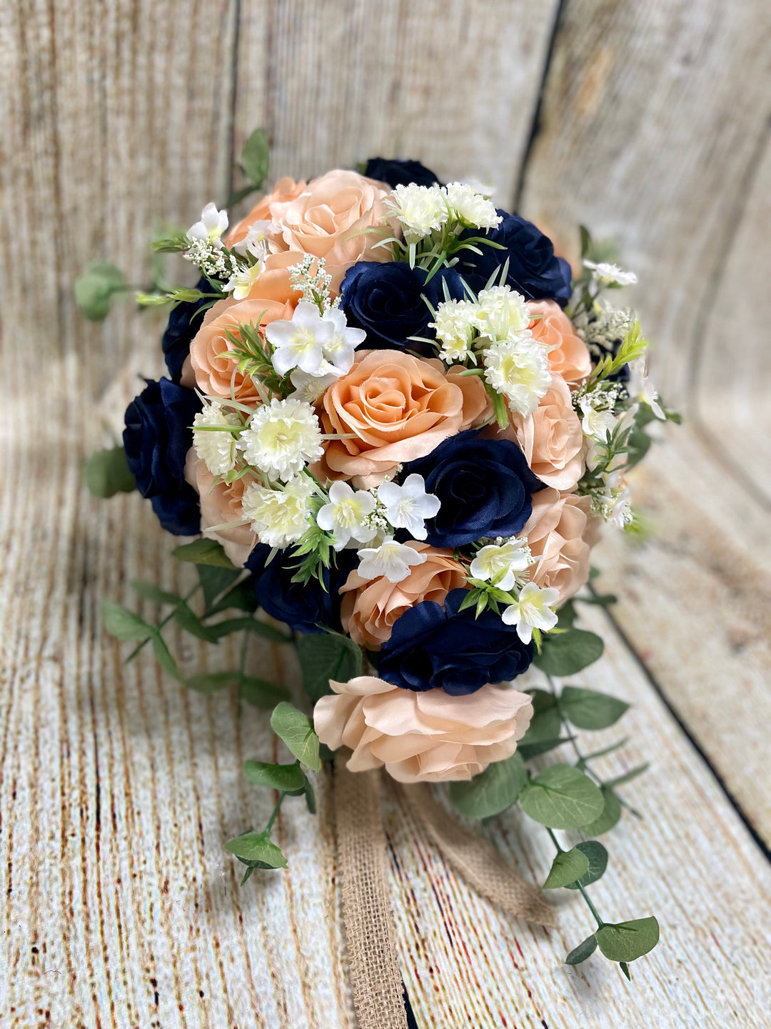 navy blue and peach wedding dress Peach Wedding Bouquets
