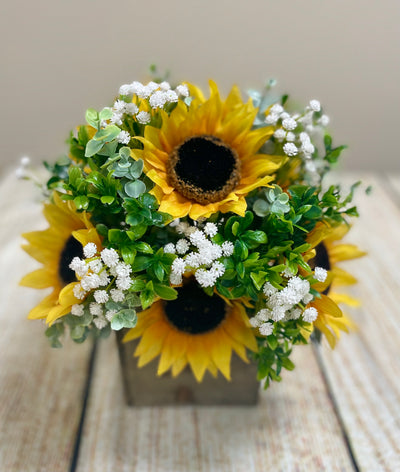 Sunflowers Wooden Box Arrangement