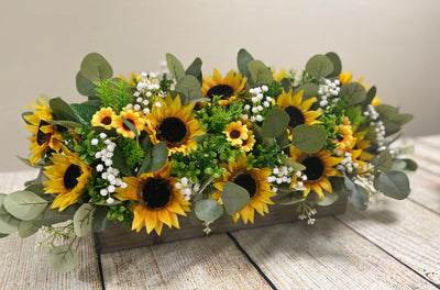 Sunflowers Wooden Box Arrangement