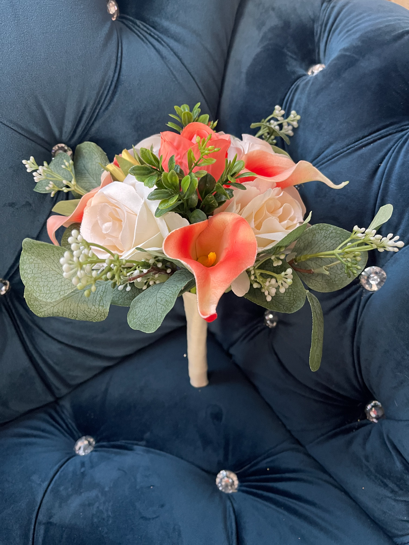 Alfreda Coral Cream Bridesmaid Bouquet