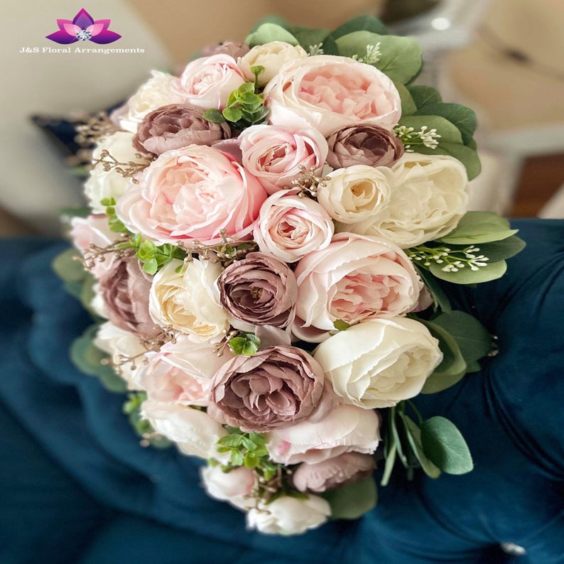 Dusty Rose Wedding Bouquet, Bridal Bouquet, Artificial Wedding