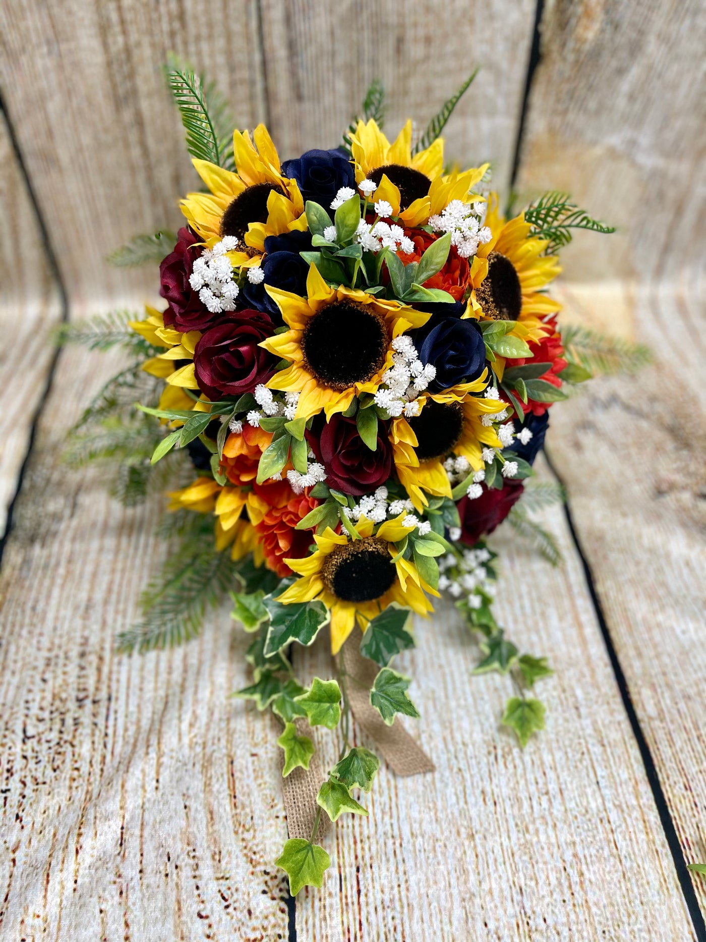 Marsha Sunflower Navy Burgundy Burnt Orange Bundle J & S Floral Marsha Sunflower Navy Burgundy Burnt Orange Bundle J & S Floral